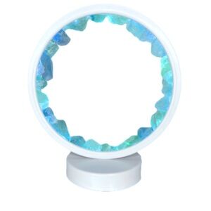 Blue Fluorite Circle Rough Gemstone Lamp Cold Color Light